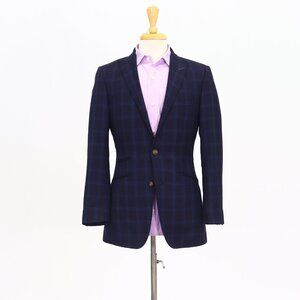 Indochino 38S Navy Blazer Sport Coat Jacket 2-Button Check Y111